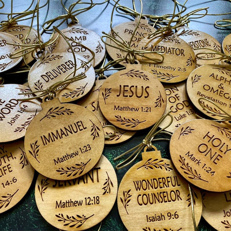 Advent Ornaments with Engraved Wooden Discs and Numbered 24-Count Set, Storage Pouch Valideals Outlet