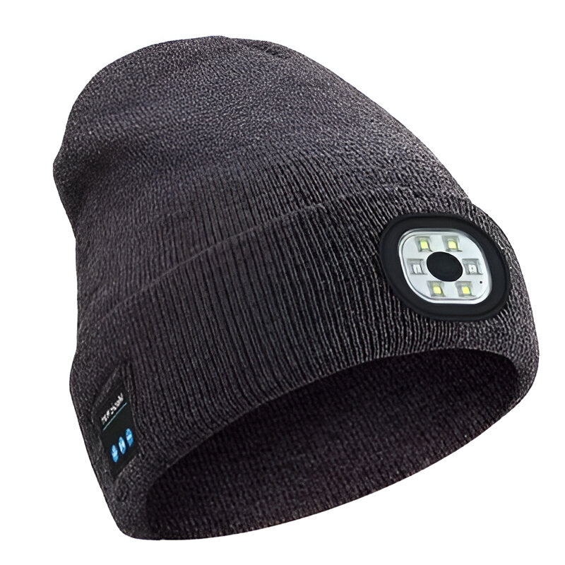 Bluetooth Beanie with Removable LED Light and Built-In Speakers, Rechargeable Battery Valideals Outlet