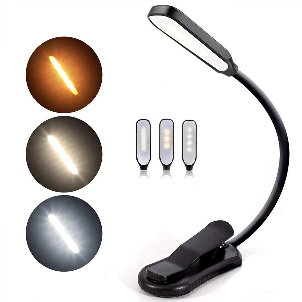 Clip-On Reading Lamp with Rechargeable Battery and Adjustable Neck, 3 Color Modes Valideals Outlet