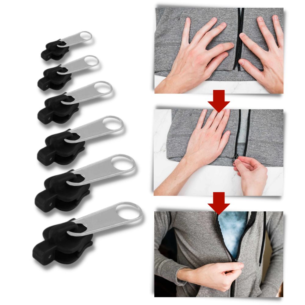 Zipper Slider Repair Set with Six Aluminum Clips and Universal Compatibility Valideals Outlet