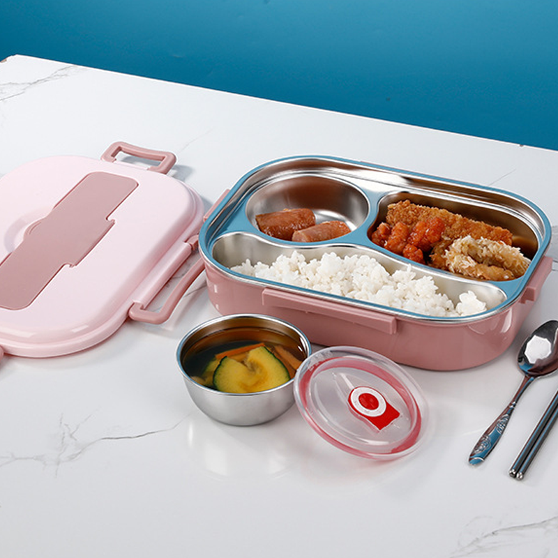 Insulated Lunch Box with Leak-Resistant Seal and Stainless Steel Interior, 3-4 Sections Valideals Outlet