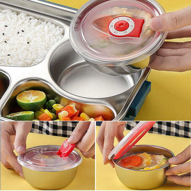 Insulated Lunch Box with Leak-Resistant Seal and Stainless Steel Interior, 3-4 Sections Valideals Outlet
