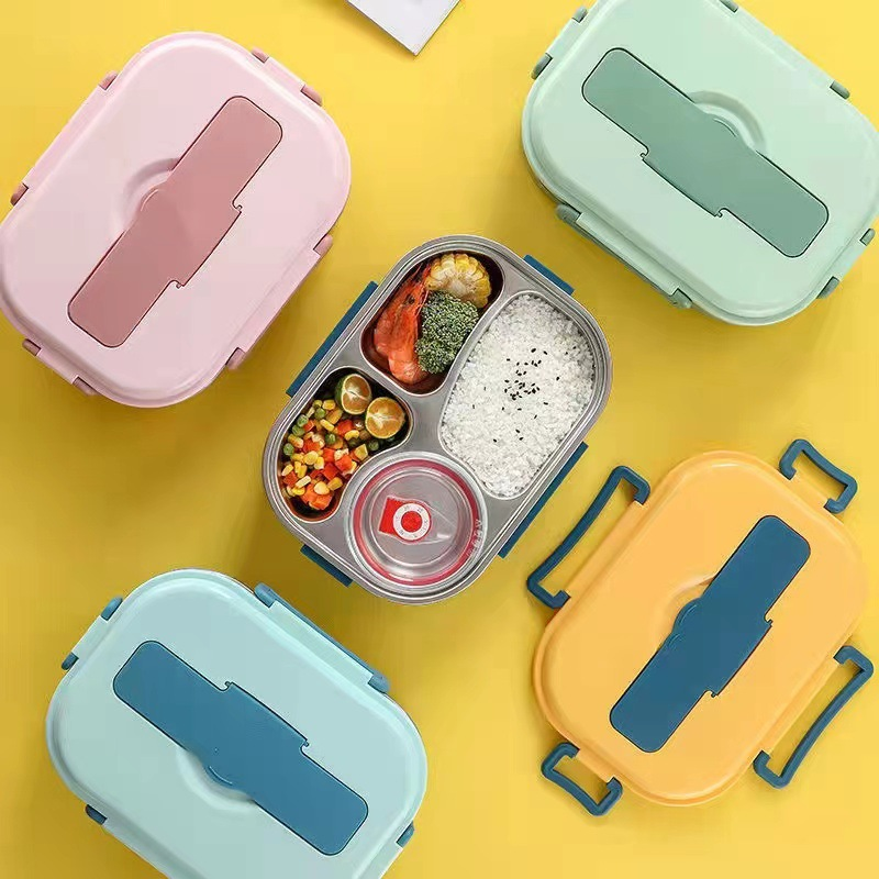 Insulated Lunch Box with Leak-Resistant Seal and Stainless Steel Interior, 3-4 Sections Valideals Outlet