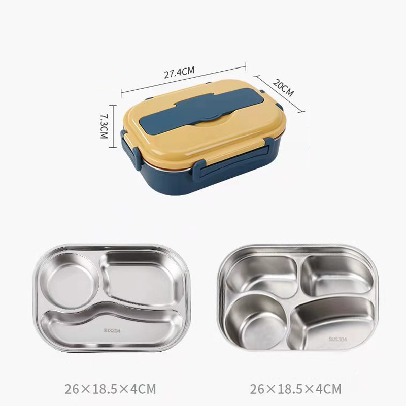 Insulated Lunch Box with Leak-Resistant Seal and Stainless Steel Interior, 3-4 Sections Valideals Outlet