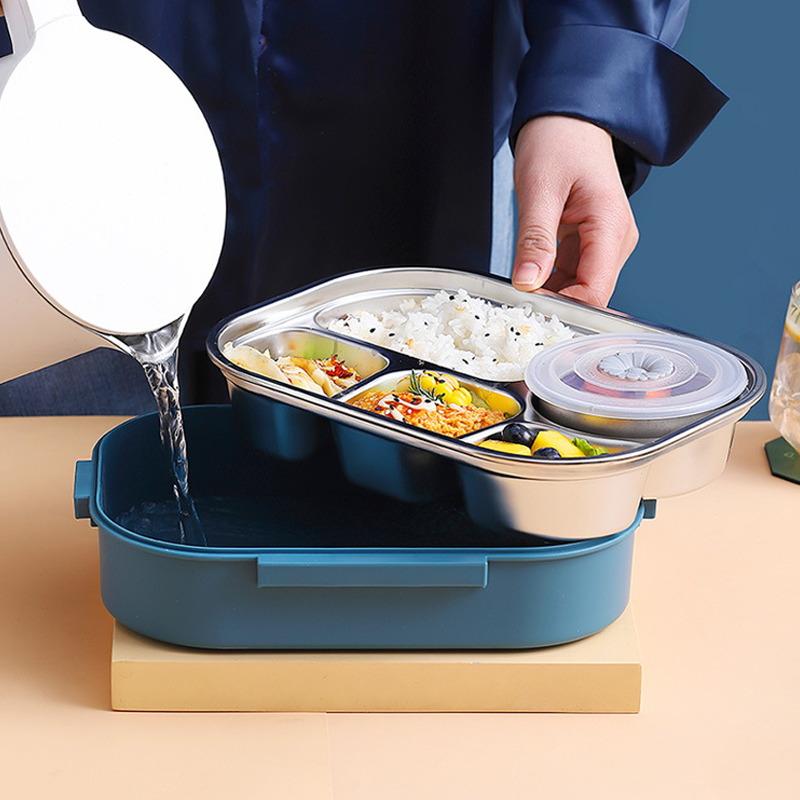 Insulated Lunch Box with Leak-Resistant Seal and Stainless Steel Interior, 3-4 Sections Valideals Outlet