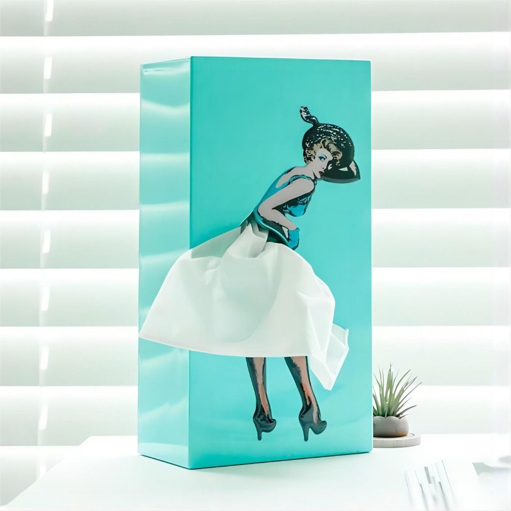 Tissue Box Cover with Layered Flutter Skirt and Weighted Base, Fits 10 x 5 x 3 Inch Boxes Valideals Outlet