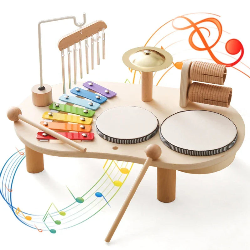 Wooden Musical Toy Set with Five Instruments and Bright Colors for Toddlers Valideals Outlet