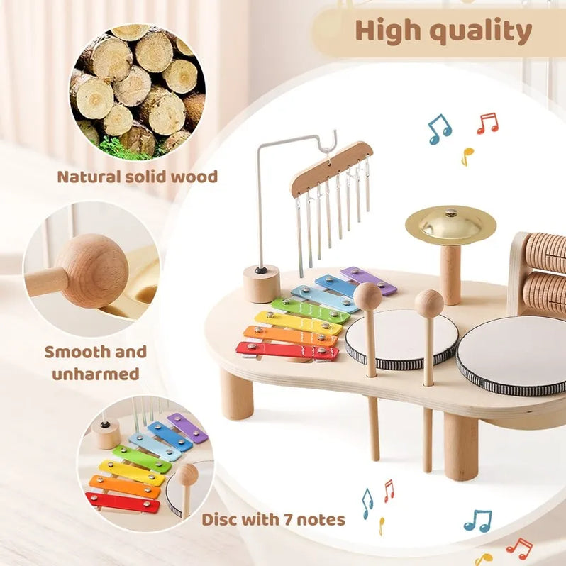Wooden Musical Toy Set with Five Instruments and Bright Colors for Toddlers Valideals Outlet