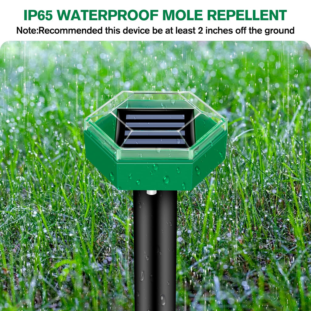 Solar Mole Repeller Stake with Vibration Pulse and Rechargeable Battery, 4-Pack Valideals Outlet
