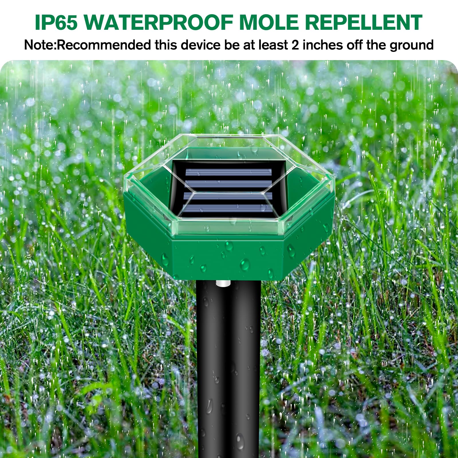 Solar Mole Repeller Stake with Vibration Pulse and Rechargeable Battery, 4-Pack Valideals Outlet