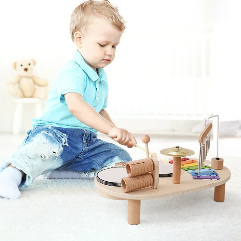 Wooden Musical Toy Set with Five Instruments and Bright Colors for Toddlers Valideals Outlet