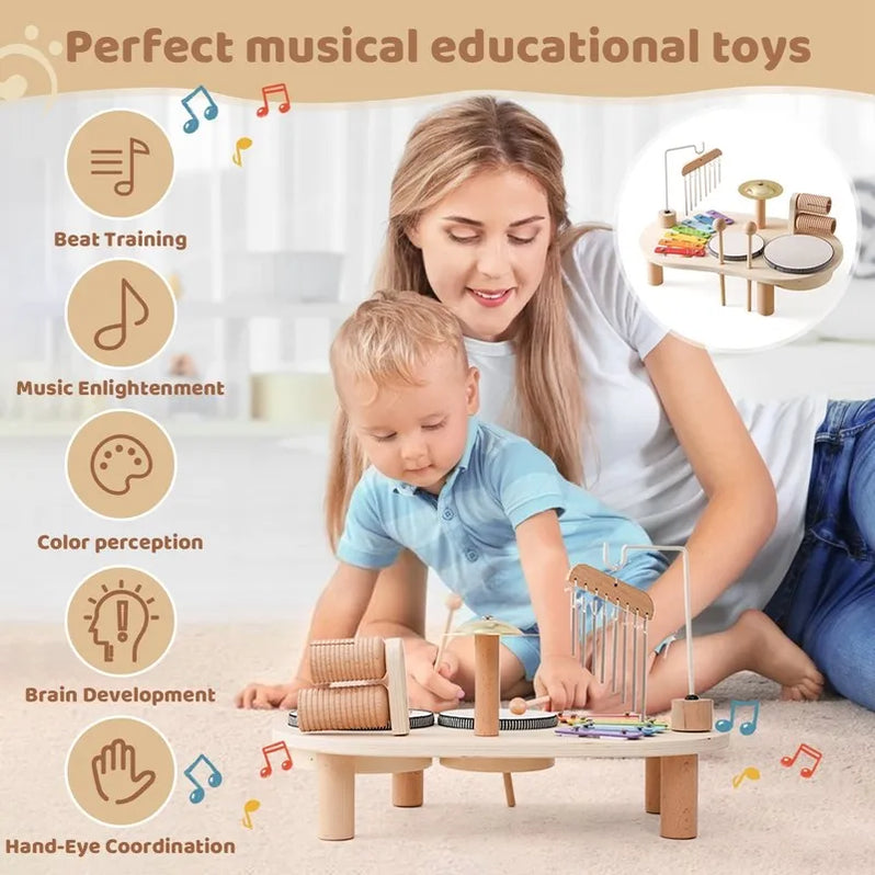 Wooden Musical Toy Set with Five Instruments and Bright Colors for Toddlers Valideals Outlet