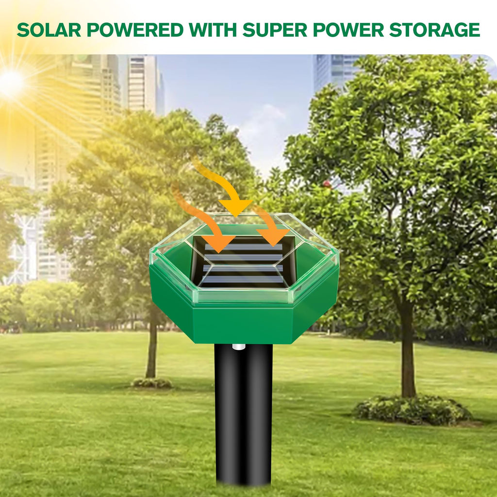 Solar Mole Repeller Stake with Vibration Pulse and Rechargeable Battery, 4-Pack Valideals Outlet