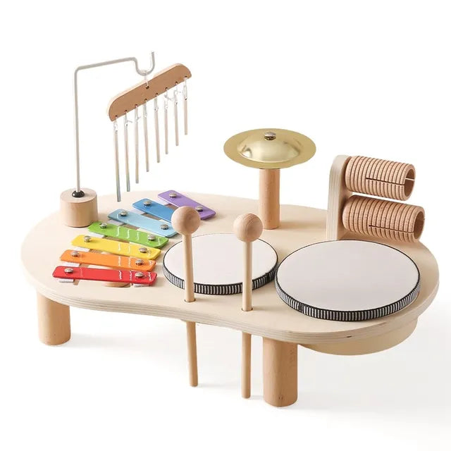 Wooden Musical Toy Set with Five Instruments and Bright Colors for Toddlers Valideals Outlet