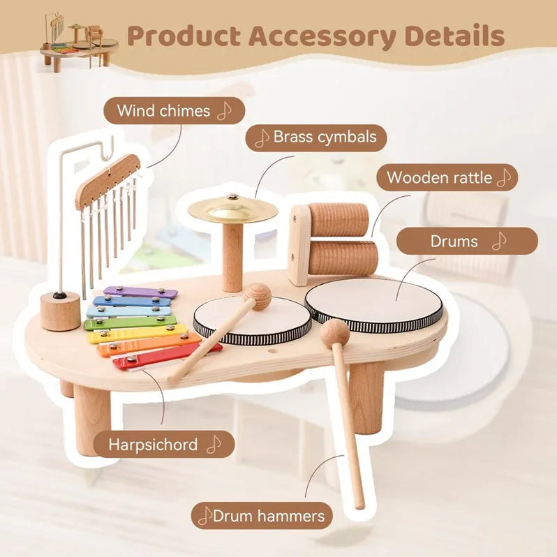 Wooden Musical Toy Set with Five Instruments and Bright Colors for Toddlers Valideals Outlet