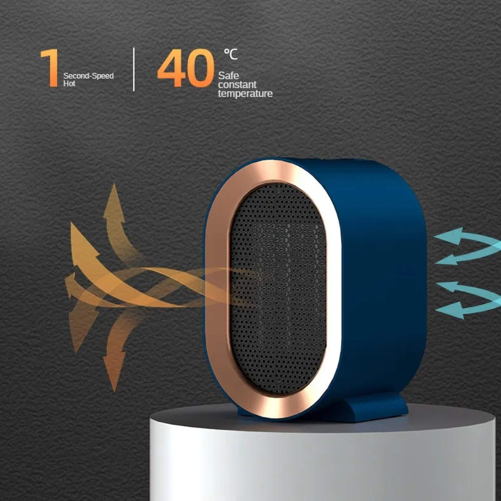 Small Electric Space Heater with Ceramic Element and Adjustable Thermostat, Tip-Over Safety Valideals Outlet