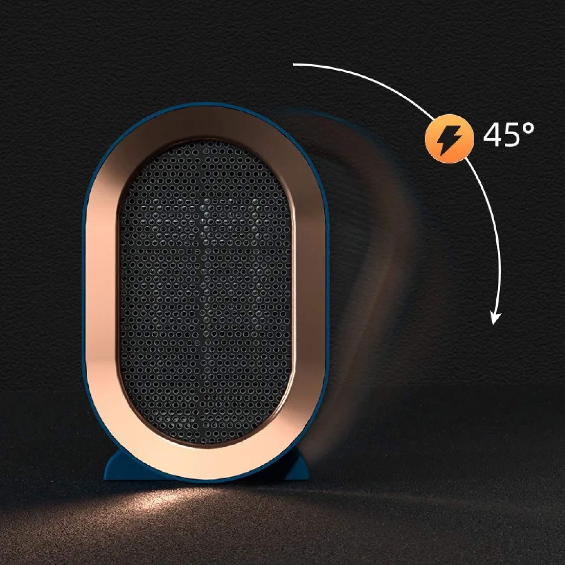 Small Electric Space Heater with Ceramic Element and Adjustable Thermostat, Tip-Over Safety Valideals Outlet