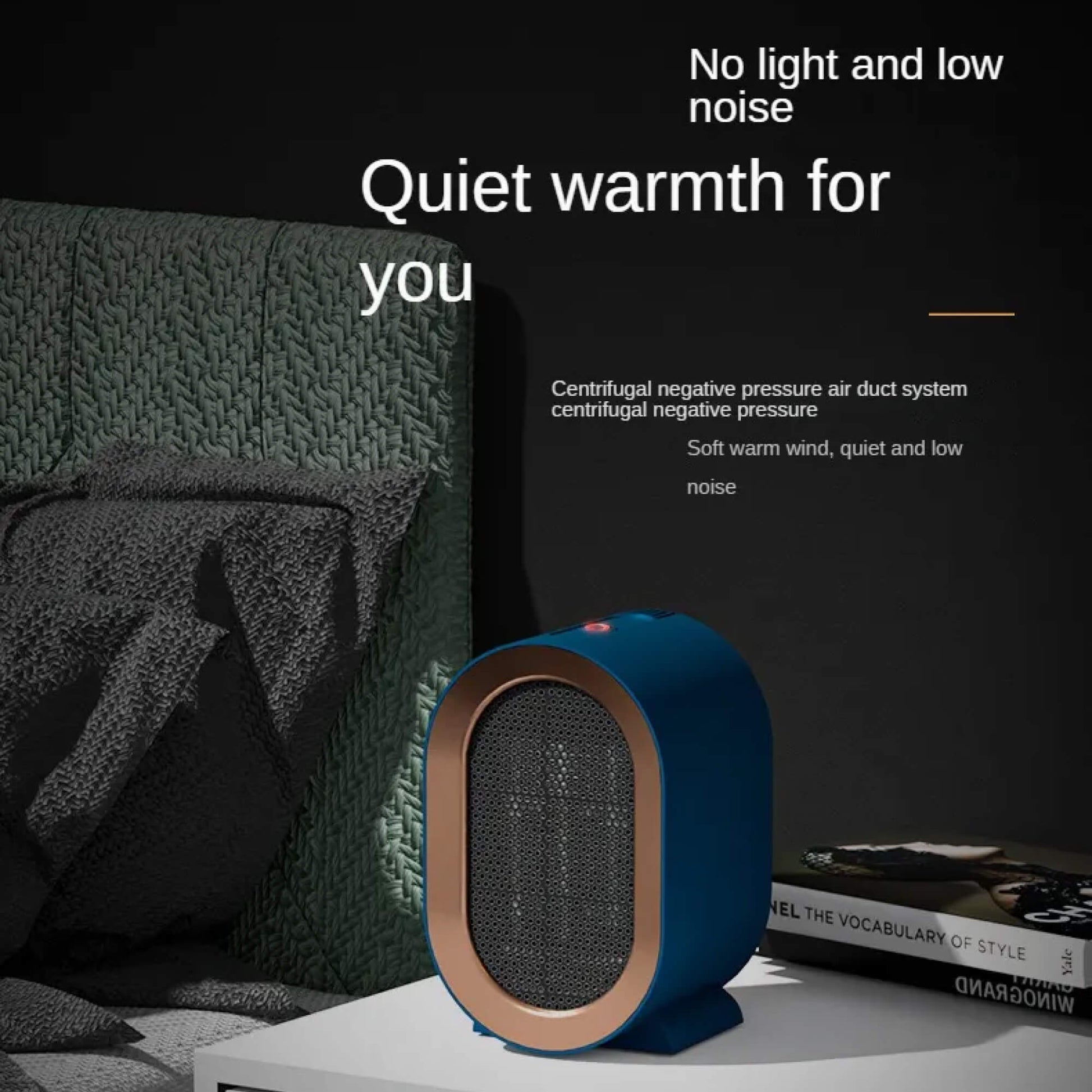 Small Electric Space Heater with Ceramic Element and Adjustable Thermostat, Tip-Over Safety Valideals Outlet
