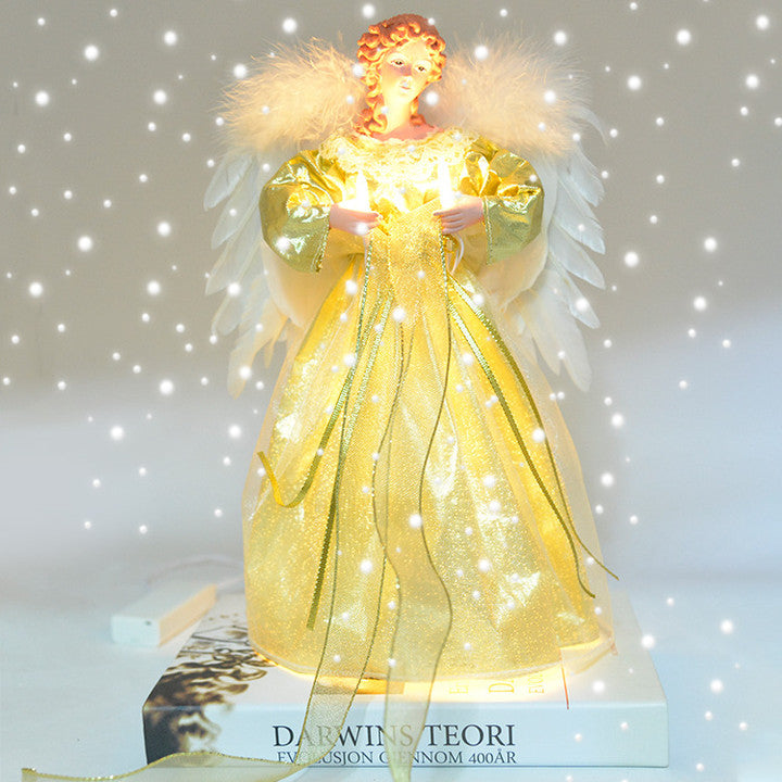 Angel Tree Topper with Moving Fiber Optic Wings and Warm White Star, 30 cm Valideals Outlet