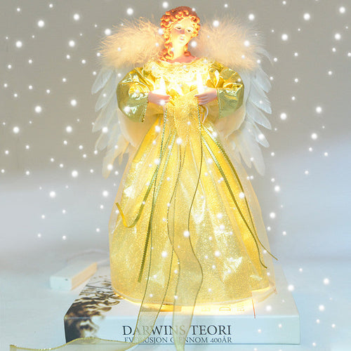Angel Tree Topper with Moving Fiber Optic Wings and Warm White Star, 30 cm Valideals Outlet