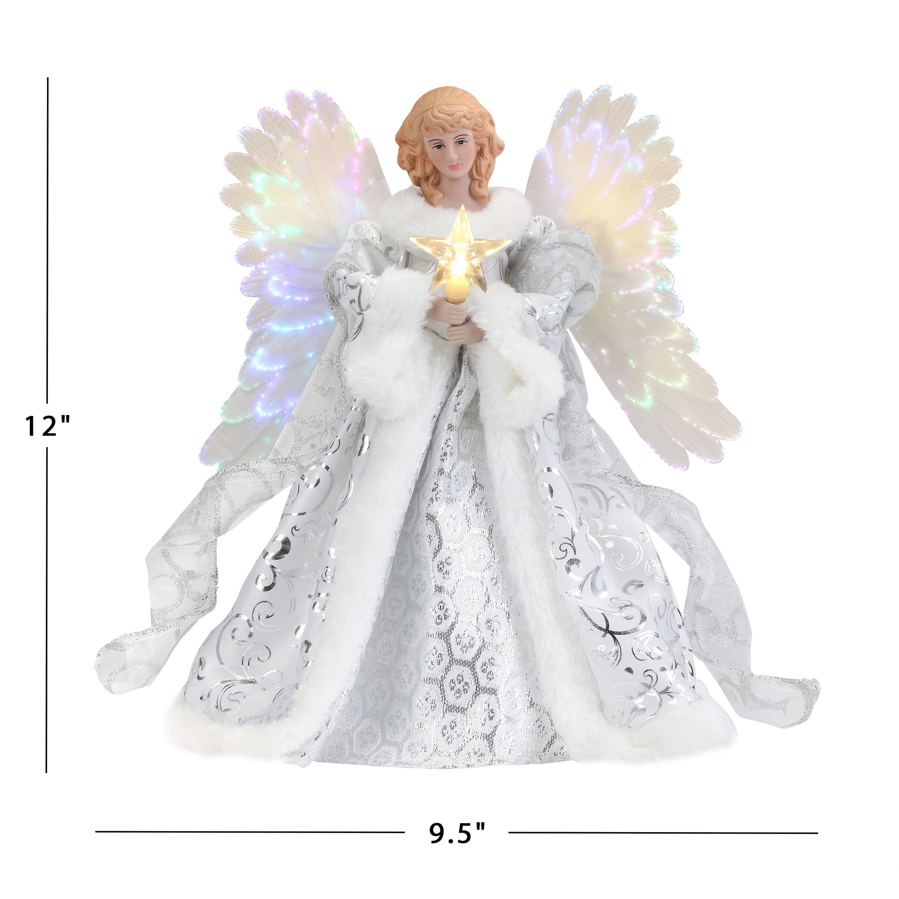 Angel Tree Topper with Moving Fiber Optic Wings and Warm White Star, 30 cm Valideals Outlet