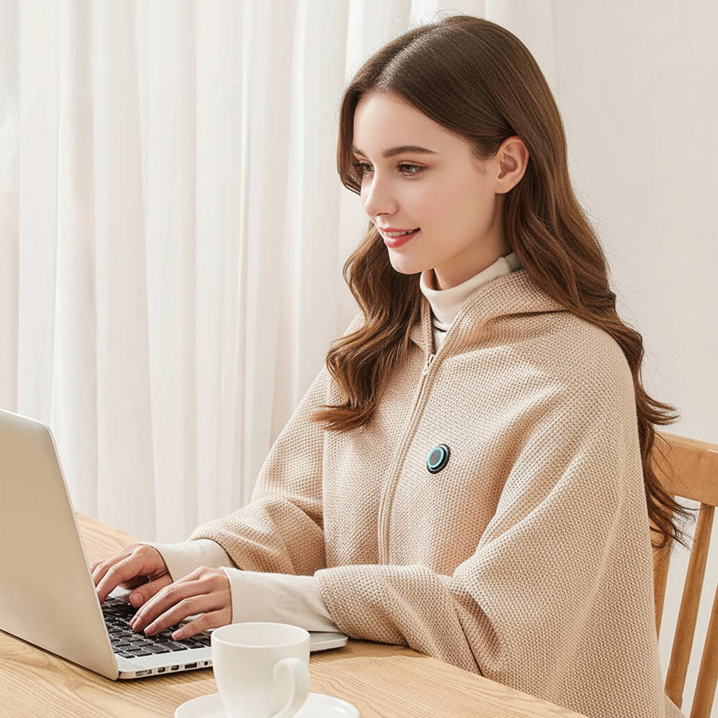 Heated Shawl with USB Power Port and Zipper Closure, 8-Zone Quick Heat Valideals Outlet