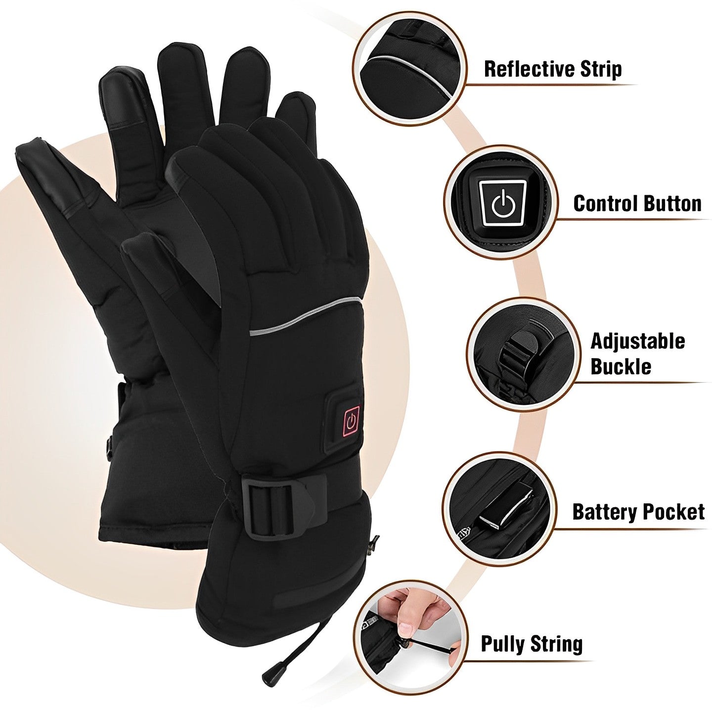 Rechargeable Heated Gloves with 3 Heat Levels and Textured Grip, Up to 8 Hours Valideals Outlet