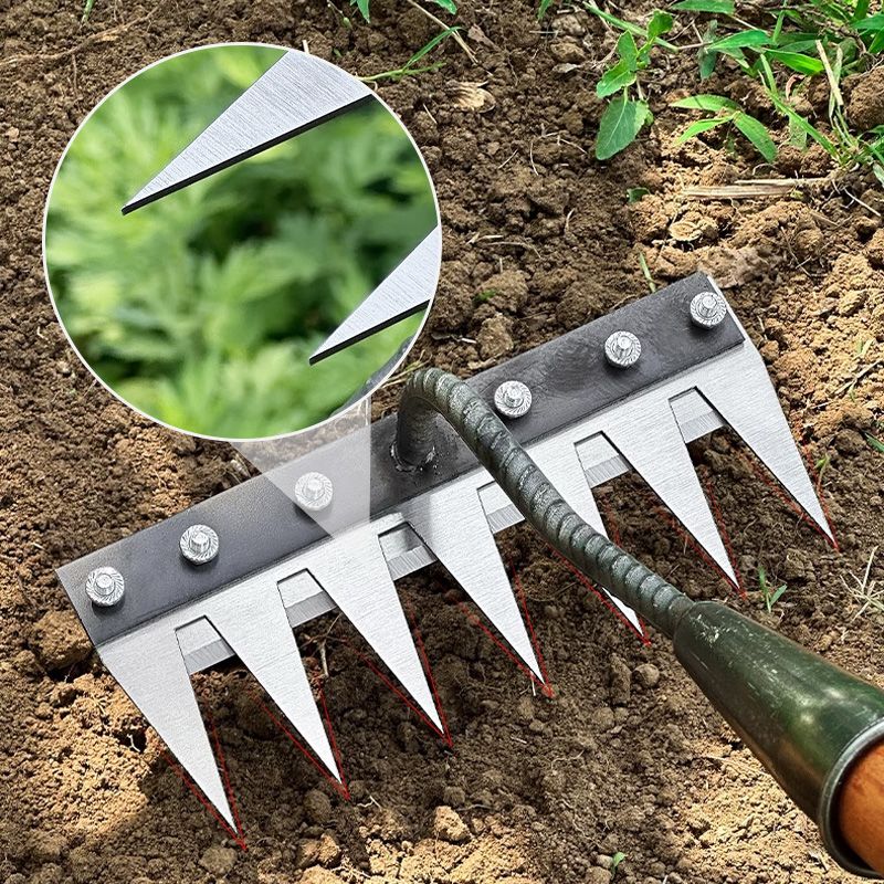Garden Rake Head with Quick-Release Fit and 5-8 Teeth, 10.5cm Tines, Carbon Steel Valideals Outlet