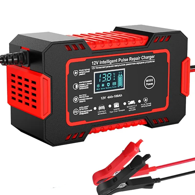 12V 6A Pulse Repair Battery Charger with LCD Display and Multi-Type Compatibility Valideals Outlet