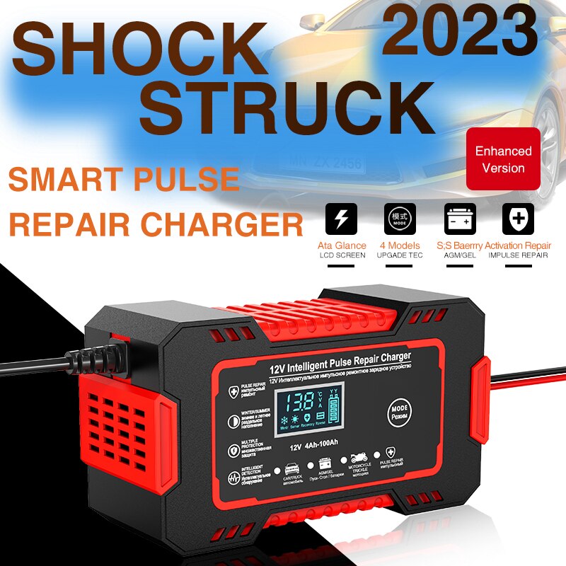 12V 6A Pulse Repair Battery Charger with LCD Display and Multi-Type Compatibility Valideals Outlet