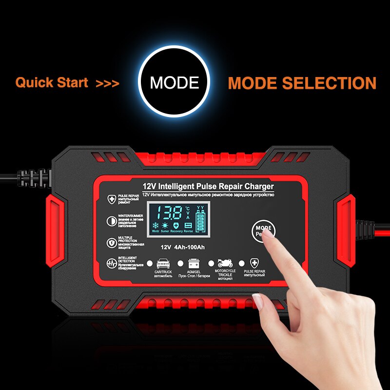 12V 6A Pulse Repair Battery Charger with LCD Display and Multi-Type Compatibility Valideals Outlet