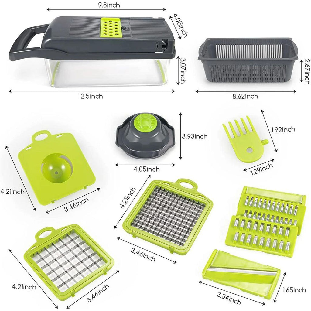 Vegetable Slicer with 18 Interchangeable Blades and Built-In Container, Non-Slip Base Valideals Outlet