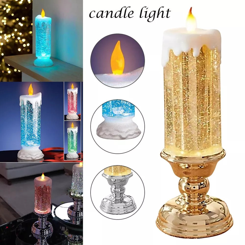 Color Changing LED Candle with Rotating Glitter and Rechargeable Battery, 10.2 x 3.1 Inch Valideals Outlet