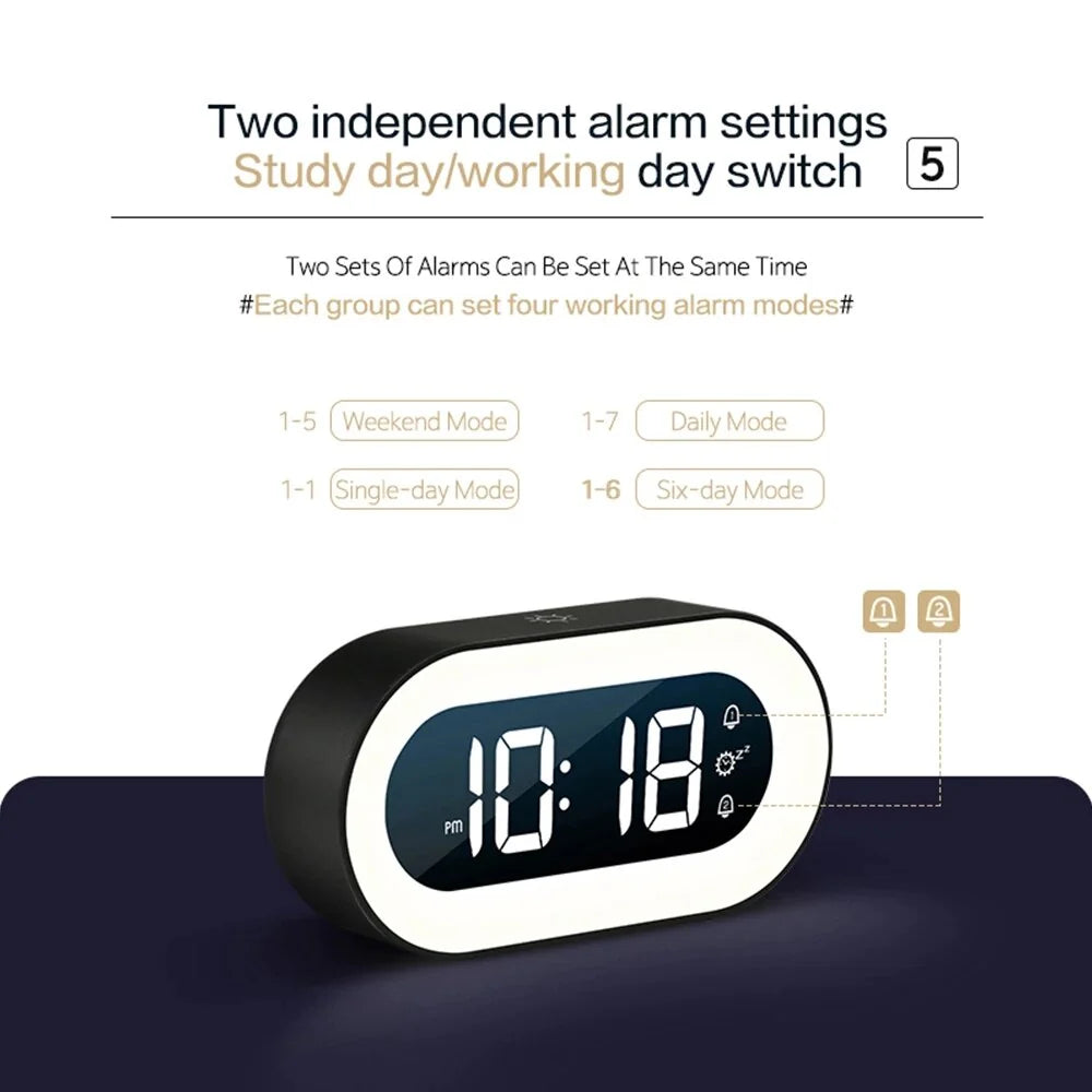Wake-Up Light Alarm Clock with Built-In Battery and Dimmable Night Light, Travel Size Valideals Outlet