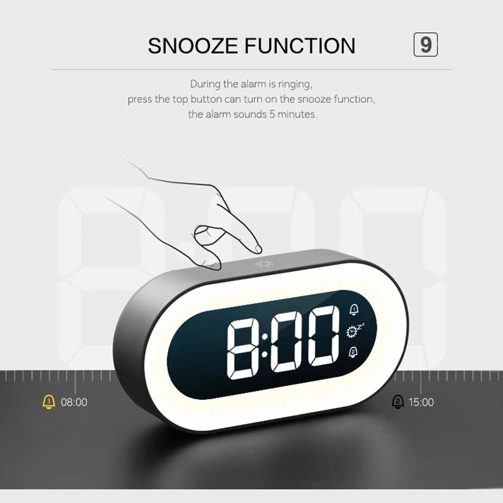 Wake-Up Light Alarm Clock with Built-In Battery and Dimmable Night Light, Travel Size Valideals Outlet