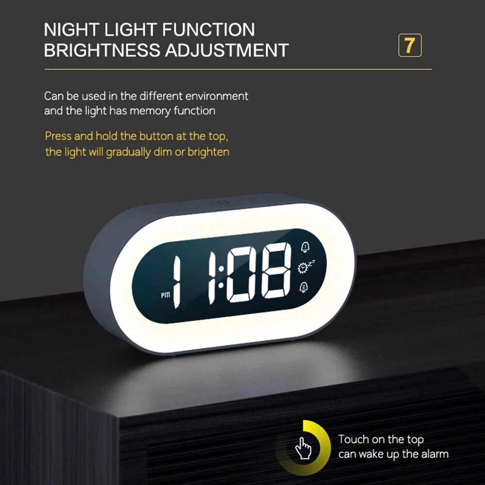 Wake-Up Light Alarm Clock with Built-In Battery and Dimmable Night Light, Travel Size Valideals Outlet