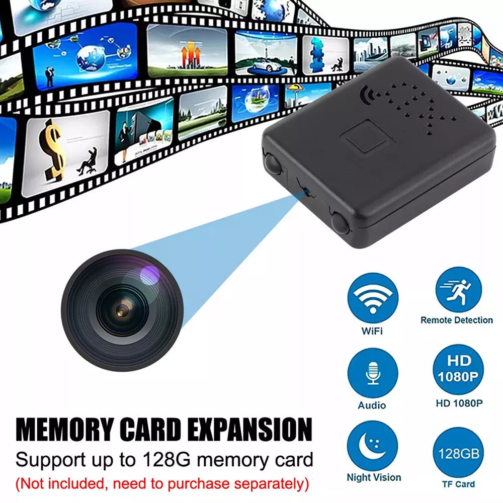 Mini WiFi Camera with 1080P HD, Night Vision and Motion Alerts, 128GB TF Support Valideals Outlet