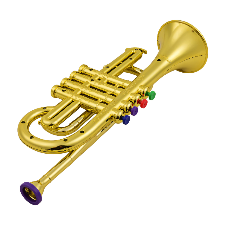Kids Trumpet with Four Colored Keys and Lightweight Design, Compact 36 x 13 Cm Valideals Outlet