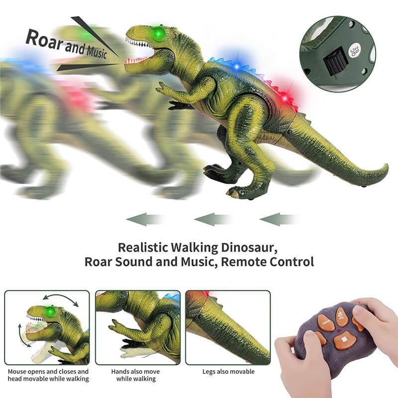 T-Rex Dinosaur Toy with Remote Control and Multicolor LED Lights, 18 Inch Interactive Valideals Outlet