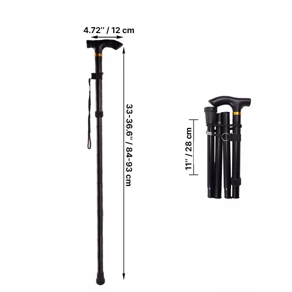 Telescopic Walking Stick with Ergonomic Grip and Non-Slip Rubber Tip, Foldable Valideals Outlet