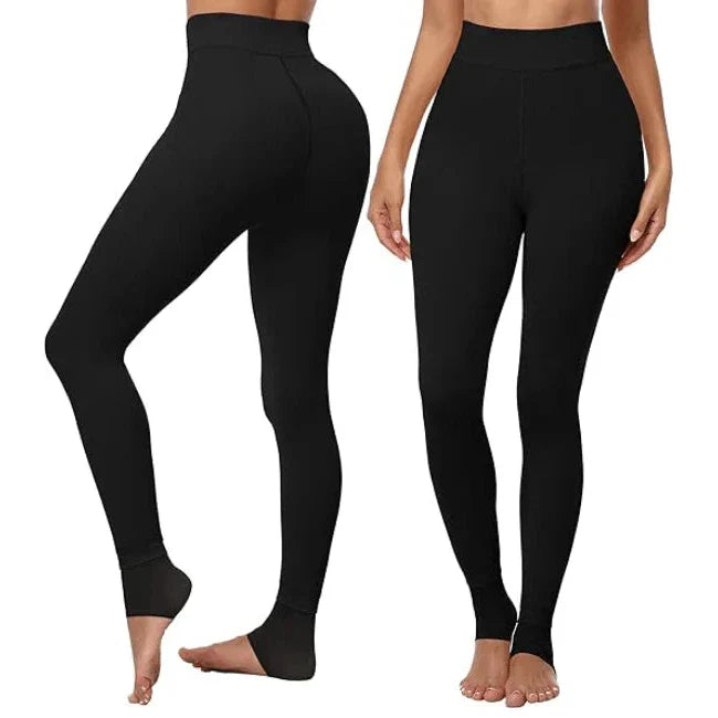 Thermal Leggings with Fleece Lining and High-Rise Waist, Four-Way Stretch Valideals Outlet