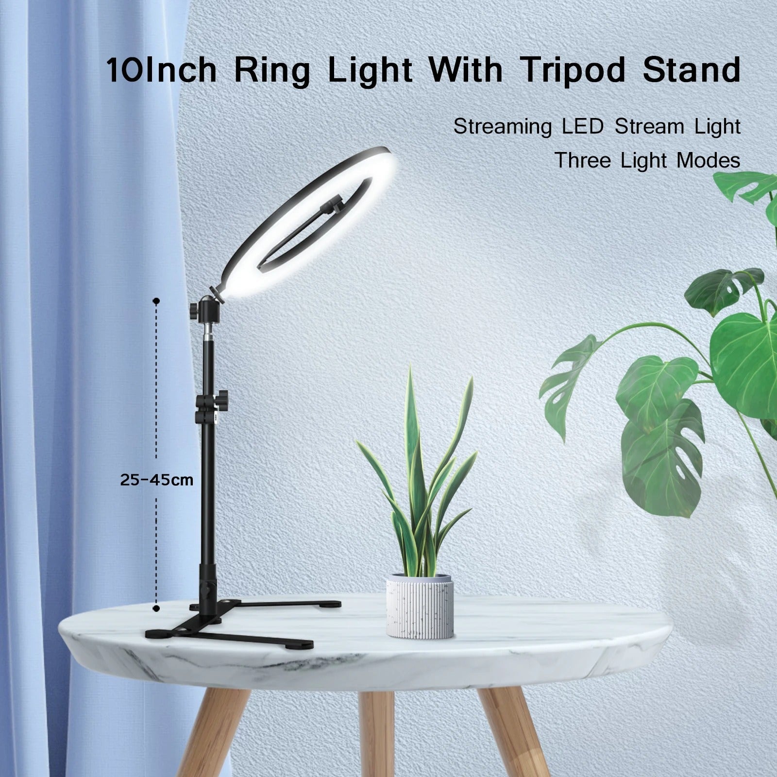 Ring Light with Phone Holder and Adjustable Tripod, 3 Color Modes, USB Powered Valideals Outlet