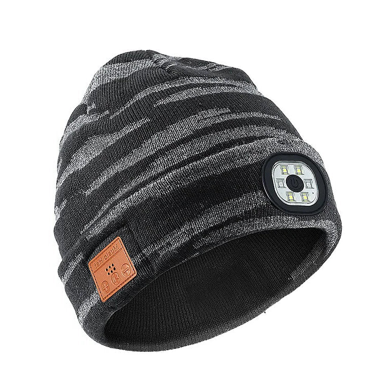 Bluetooth Beanie with Removable LED Light and Built-In Speakers, Rechargeable Battery Valideals Outlet