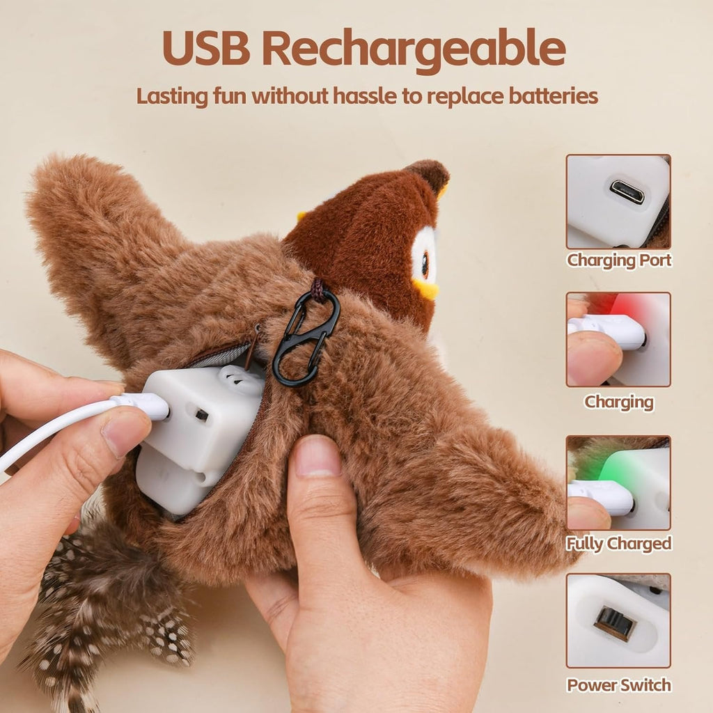 Interactive Cat Toy with Motion Sensor Chirps and Flap Tail, Rechargeable, Catnip Scent Valideals Outlet