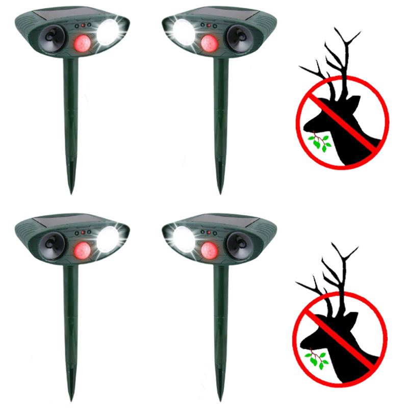 Deer Repeller with Ultrasonic Sound and Solar Charging Pack of 4, Motion Activated Valideals Outlet