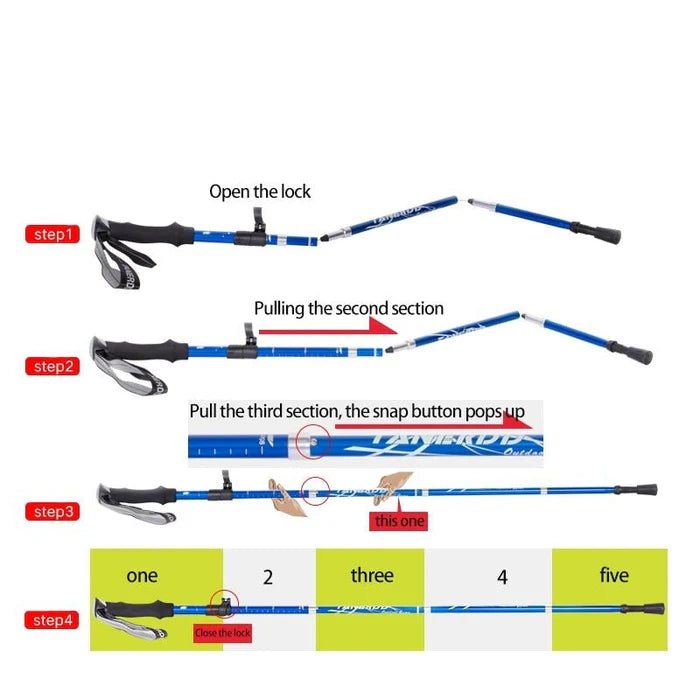 Telescoping Trekking Pole with Twist Lock and Aluminium Construction Valideals Outlet