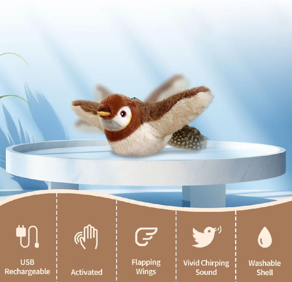 Interactive Cat Toy with Motion Sensor Chirps and Flap Tail, Rechargeable, Catnip Scent Valideals Outlet
