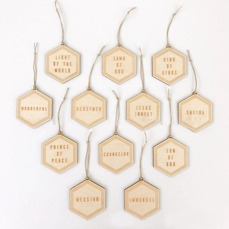 Advent Ornaments with Engraved Wooden Discs and Numbered 24-Count Set, Storage Pouch Valideals Outlet