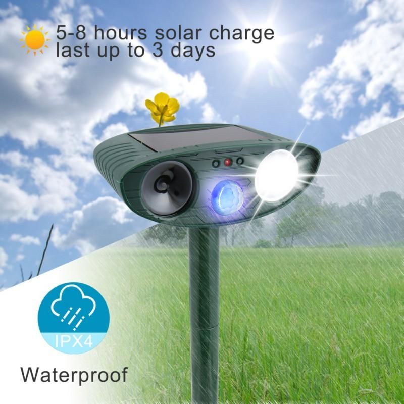 Deer Repeller with Ultrasonic Sound and Solar Charging Pack of 4, Motion Activated Valideals Outlet
