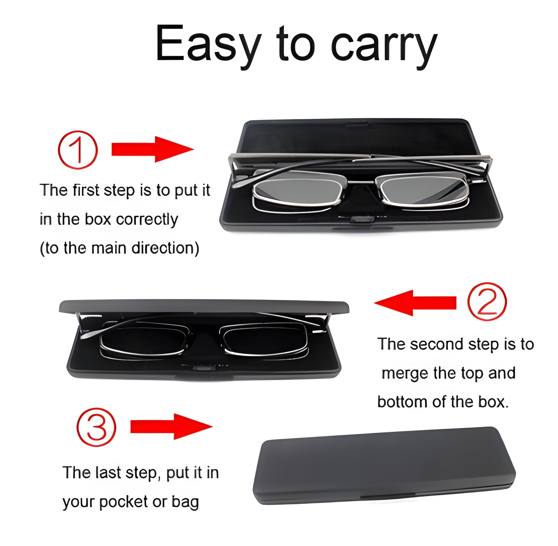 Folding Reading Glasses with Stainless Steel Frame and Slim Pocket Case, Gray Valideals Outlet